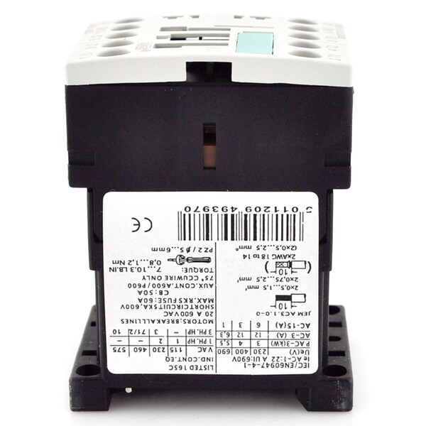 Brah Electric , Replacement 12A 600V 3P with 480VAC Closing Coil for Sirius Contactor 3RT1017-1AV61 - B3RT1017-1AV61