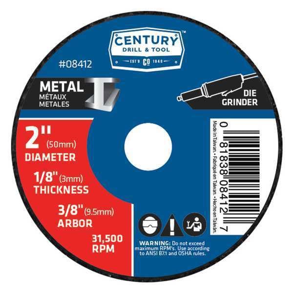 Rueda de corte para metal, 2x1/8 pulgadas, Tipo 1A - 08412 de Century Drill & Tool