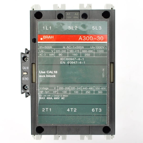 Brah Electric , Replacement 302A 600V 3P with 277VAC Closing Coil for A-Line Contactor A300-30-11-42 - BA300-30-11-42