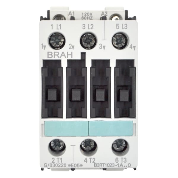 Brah Electric , Direct Replacement 9A 600V 3P with 120VAC Closing Coil for Sirius Contactor 3RT1023 - B3RT1023