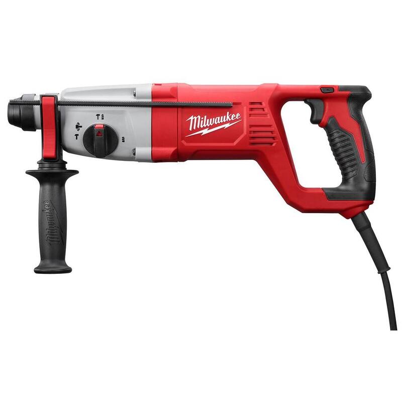 Martillo rotativo de mango en D con cable Milwaukee de 8 amperes y 1 pulgada SDS, juego de brocas de carburo de 2 cortes SDS-Plus (8 piezas) - 5262-21-48-20-7673.
