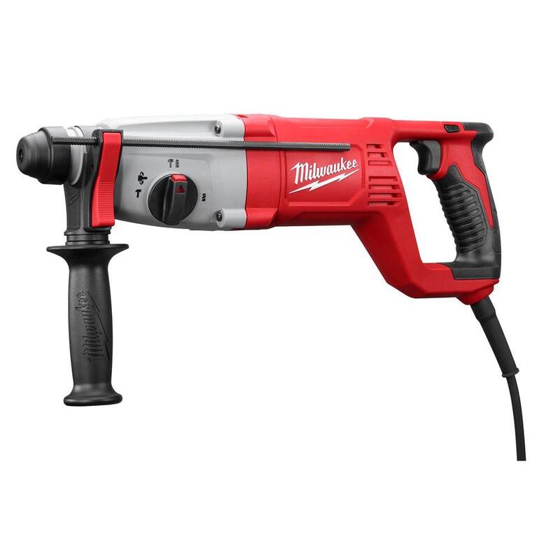 Martillo rotativo de mango en D con cable Milwaukee de 8 amperes y 1 pulgada SDS, juego de brocas de carburo de 2 cortes SDS-Plus (8 piezas) - 5262-21-48-20-7673.