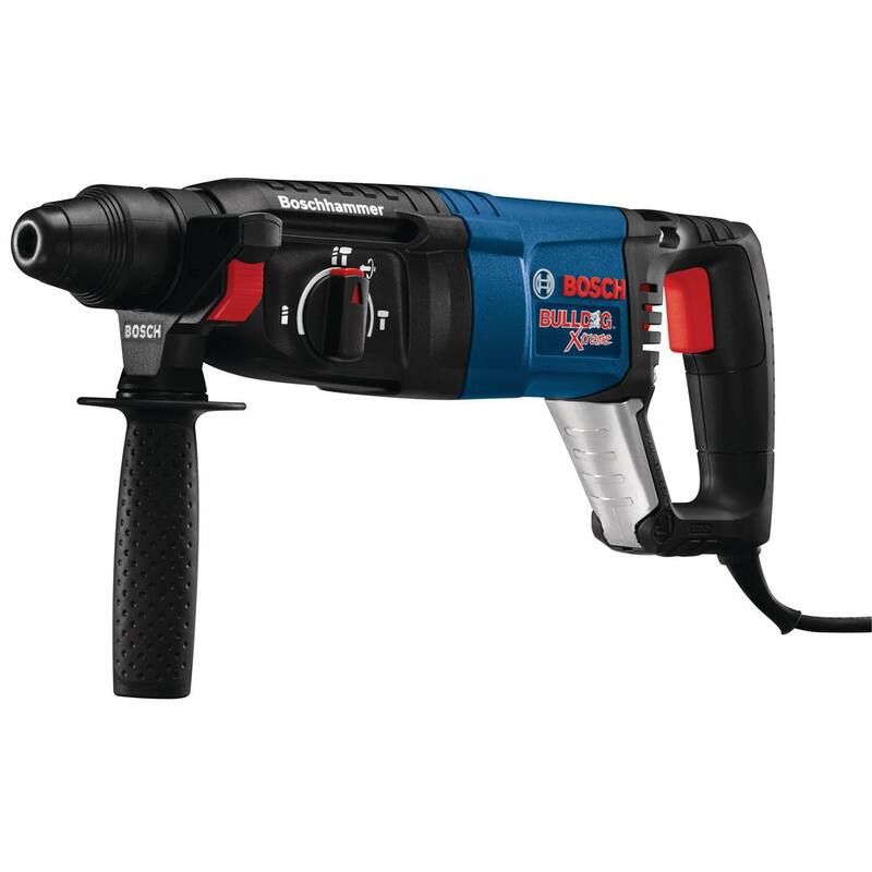 Martillo rotativo Bosch Bulldog Xtreme de 8 amperes y 1 pulgada con velocidad variable con cable SDS-Plus y taladro con martillo de concreto, con amoladora angular de 4-1/2 pulgadas gratis - 11255VSRGWS8-45