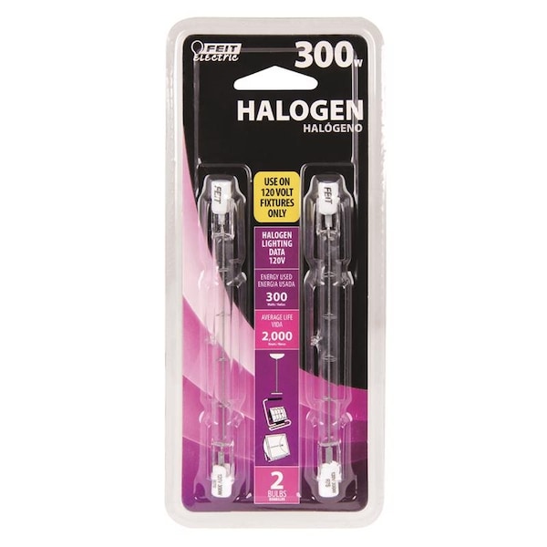 Feit Electric Feit 300 W T3 Tubular Halogen Bulb 4500 lm Warm White 2 pk - BPQ300T3/CL2TRP
