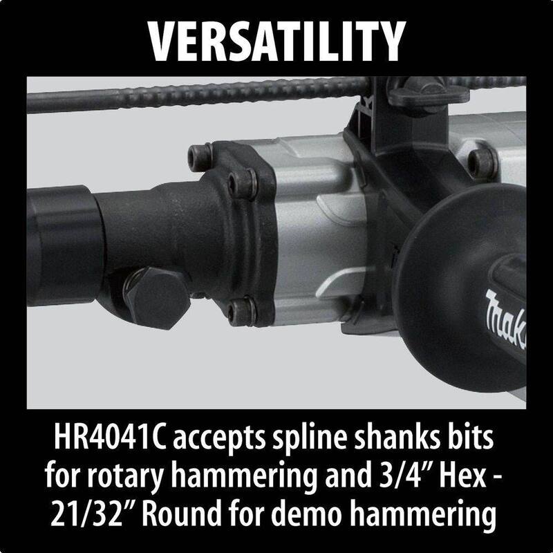 Makita 12 Amperios 1-9/16 pulg. Taladro percutor rotativo de hormigón/mampostería con mango lateral tipo D y estuche resistente - HR4041C