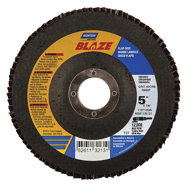 Disco de Láminas Abrasivas Norton, Grueso, 40 Granos, 5" de diámetro - 66261132131