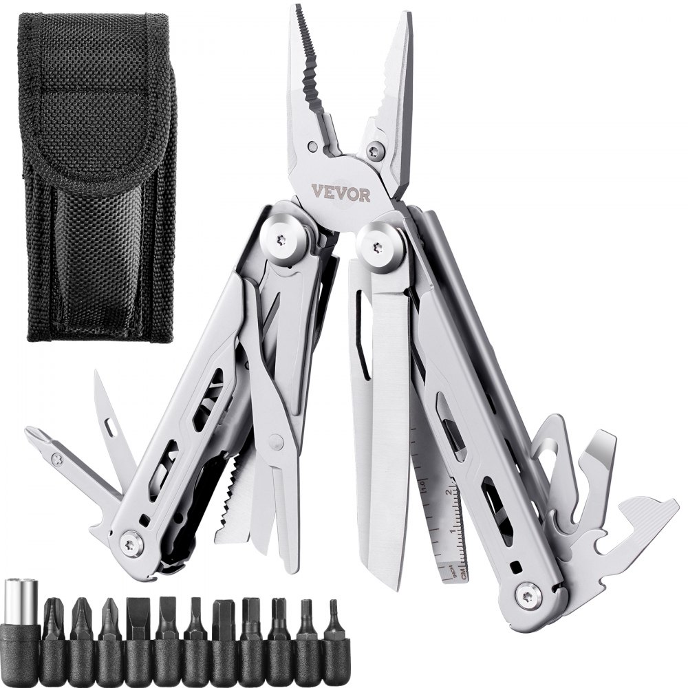VEVOR 16-In-1 Multitool Pliers, Multi Tool Pliers, Cutters, Knife, Scissors, Ruler, Screwdrivers, Wood Saw, Can Bottle Opener, with Safety Locking and Sheath, for Survival, Camping, Hunting and Hiking - DGNQ420BXG16O8DCKV0