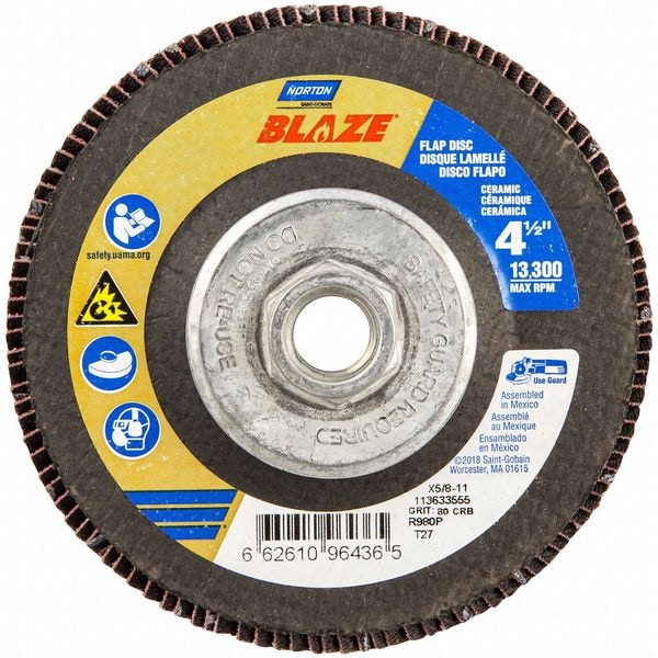 Disco de Láminas Norton Abrasives, Cerámico, Tipo 27, 4 1/2" de diámetro - 66261096436