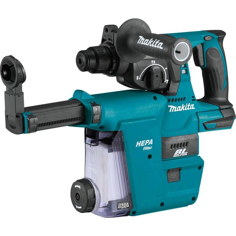 Martillo rotativo inalámbrico sin escobillas Makita 18V LXT de 1 pulgada con litio-ion, acepta SDS-PLUS, accesorio extractor de polvo HEPA (solo herramienta) - XRH01ZWX