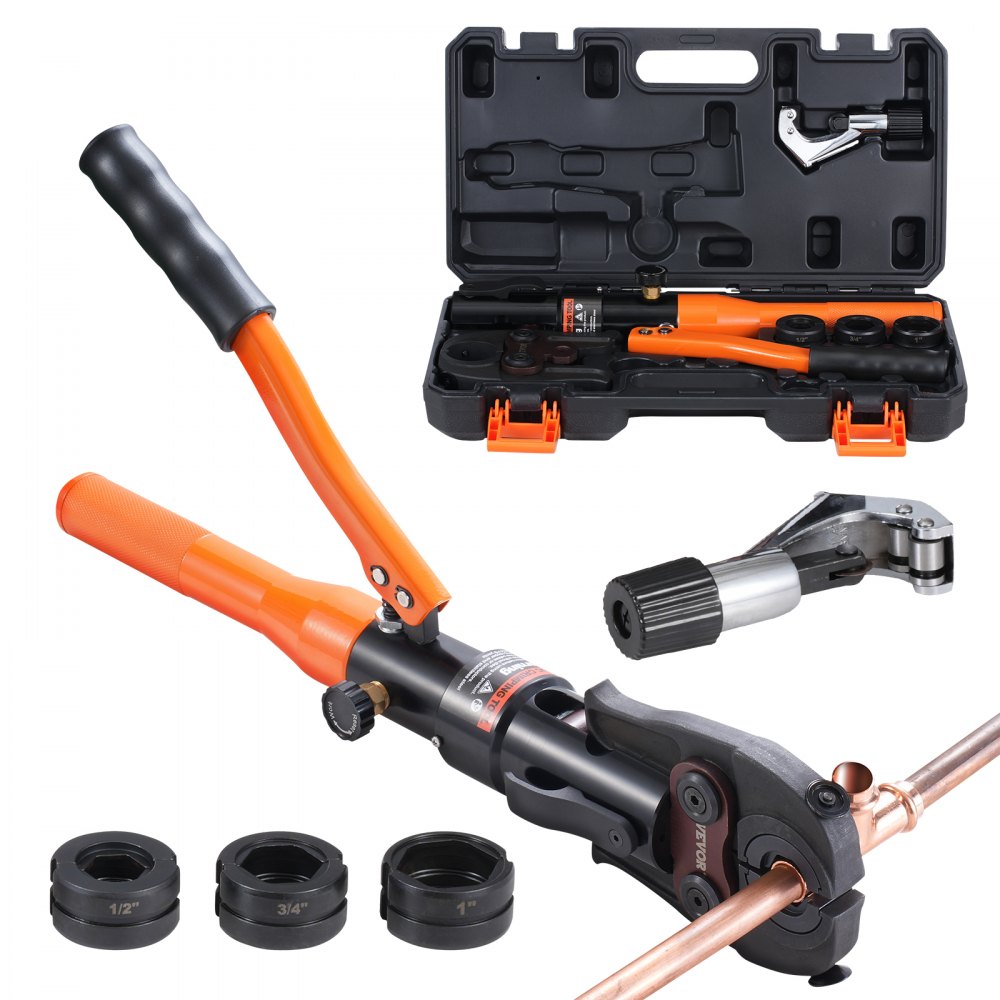 VEVOR Copper Tube Fittings Crimping Tool with 1/2" 3/4" 1" Jaws Pipe Cutter - YYSYJGJYYYTSJ2GFDV1