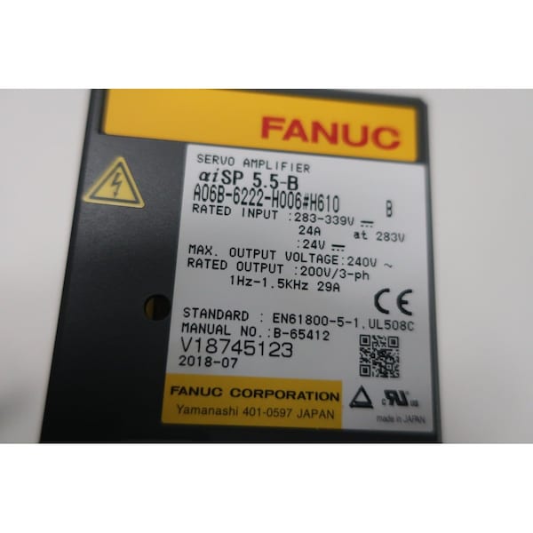 Fanuc AISP 5.5-B 24/283-339V-DC 240V-AC 3PH SERVO DRIVES AND AMPLIFIER - A06B-6222-H006 H610