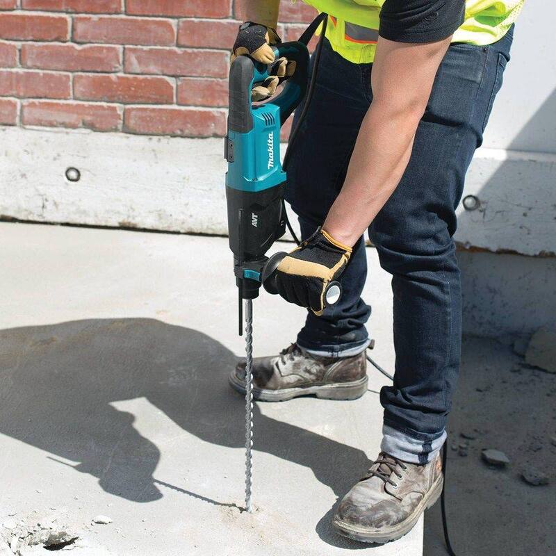 Martillo rotativo Makita de 8 amperes y 1 pulgada con cable SDS-Plus para concreto/mampostería y tecnología AVT (Tecnología Anti-Vibración), con estuche rígido para mango - HR2641