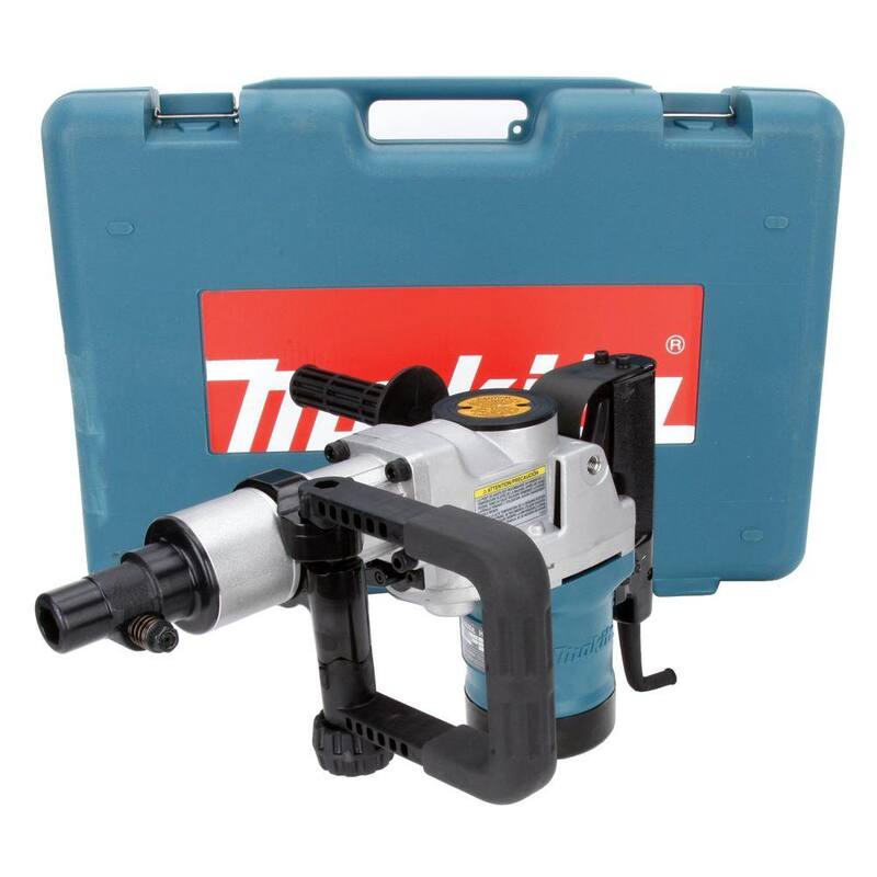 Martillo rotativo para concreto/mampostería con cable y mandril de canal de 2 pulgadas de 11 amperes de Makita con mango lateral en forma de D y estuche resistente - HR5000