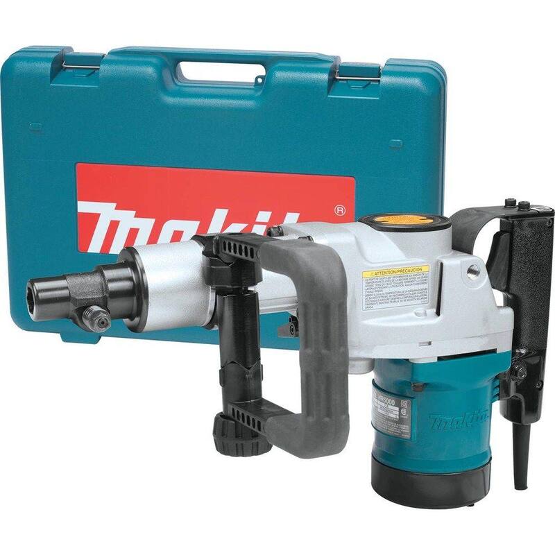 Martillo rotativo para concreto/mampostería con cable y mandril de canal de 2 pulgadas de 11 amperes de Makita con mango lateral en forma de D y estuche resistente - HR5000