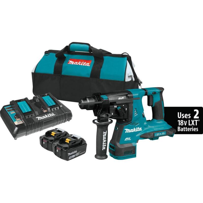 Kit de martillo rotativo inalámbrico sin escobillas de litio Makita 18V X2 LXT 36V 1-1/8 in. 5.0 Ah - XRH08PT