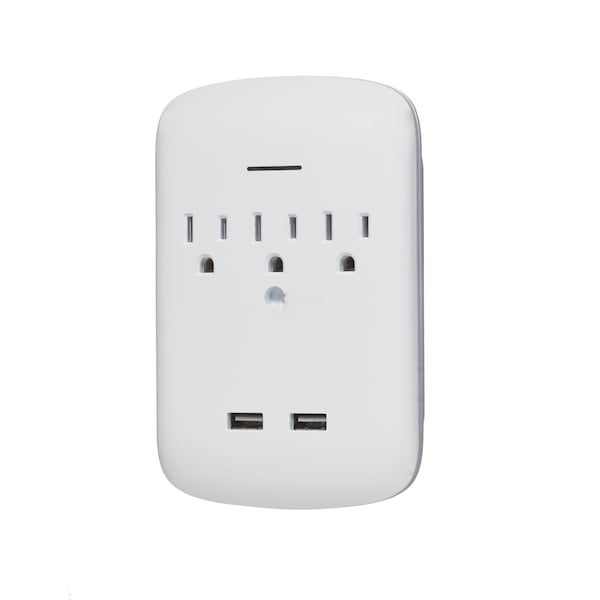 American Imaginations 1875W Rectangle Plastic White USB Charger Wall Tap - AI-37207