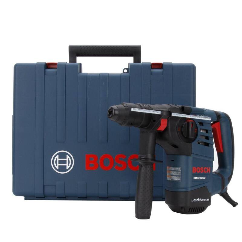 Martillo rotativo Bosch de 8 amperes y 1-1/8 pulgadas con velocidad variable con cable SDS-Plus para concreto/mampostería con estuche de transporte - RH328VCQ