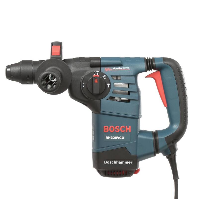 Martillo rotativo Bosch de 8 amperes y 1-1/8 pulgadas con velocidad variable con cable SDS-Plus para concreto/mampostería con estuche de transporte - RH328VCQ
