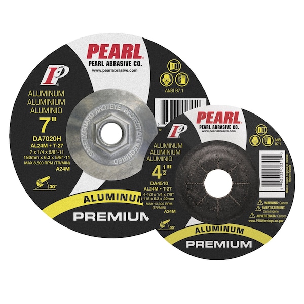 Rueda de rectificado Pearl Premium para aluminio 4 x 1/4 x 5/8 AL24M T-27 - DA4030