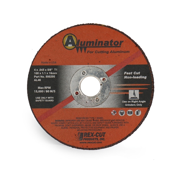 Rueda de corte Rex Cut Aluminator de 4 X .045 X 5/8 T1 Aluminator - 800200