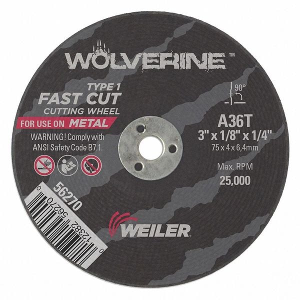Weiler CW, 3" x 1/8" x 1/4", A36TWB - 56270