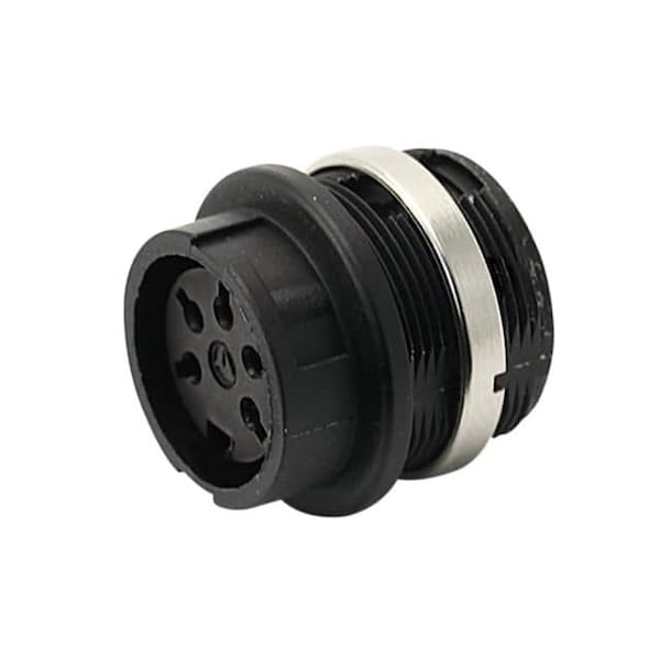 Tuchel Straight, Full Plastic Front Mounting Female Receptacle With Ring Nut (Hex Nut Available On - T3327050U