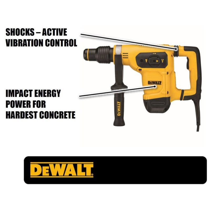 DEWALT 10.5 amperios 1-9/16 pulgadas. SDS-MAX con cable combinado Martillo giratorio de concreto/mampostería con SHOCKS y estuche - D25481K