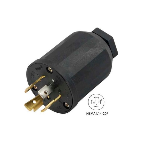 Conntek Conntek 60315, 20-Amp Locking Assembly Plug with NEMA L14-20P Male End, 3 Pole- 4 Wire - 60315