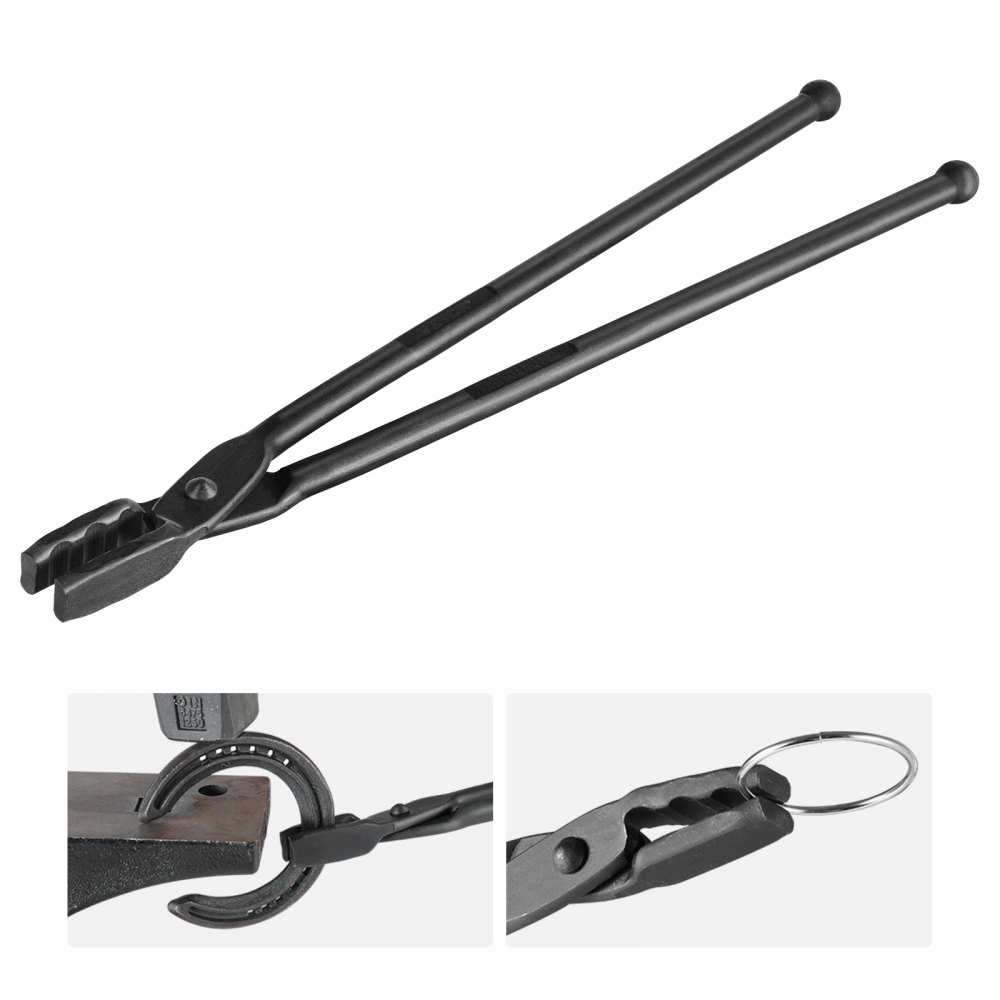 VEVOR Blacksmith Tongs, 18” Wolf Jaw Tongs, Carbon Steel Forge Tongs with A3 Steel Rivets, for Horseshoes, Curved Shapes, Block Forgings, for Beginner and Seasoned Blacksmiths and Bladesmiths - DZQDPQWOLF18DRJA7V0