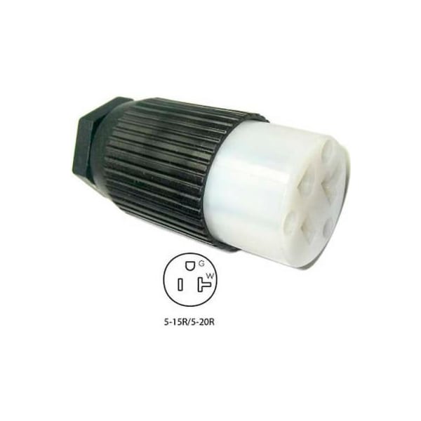 Conntek Conntek 60201, 15 to 20-Amp Straight Blade Connector with NEMA 5-15/20R Female End, 2 Pole-3 Wire - 60201