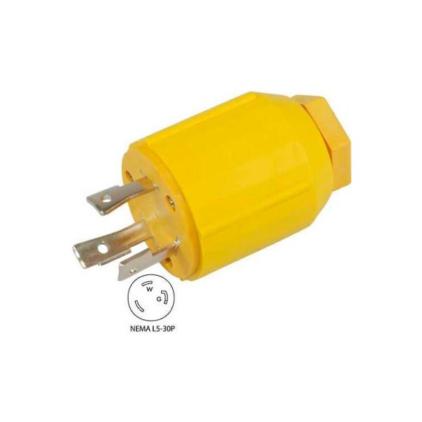 Conntek Conntek 60311-YW, 30-Amp Locking Assembly Plug with NEMA L5-30P Male End, 2 Pole- 3 Wire - 60311-YW