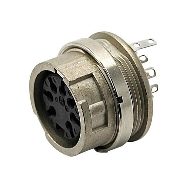 Tuchel Rear Mounting Female Metal Receptacle With Ring Nut (Hex Nut Available Upon Request). Bayonet - T3447150U
