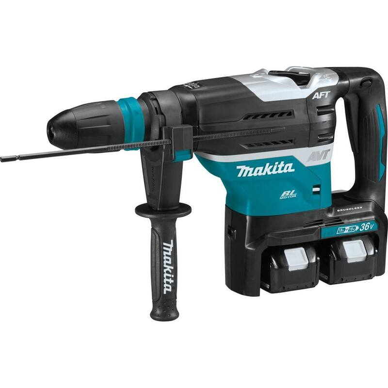 Martillo rotativo inalámbrico Makita 18V 1-9/16 in. 5.0 Ah X2 LXT de iones de litio (36V) sin escobillas AVT, kit con AFT y AWS - XRH07PTUN