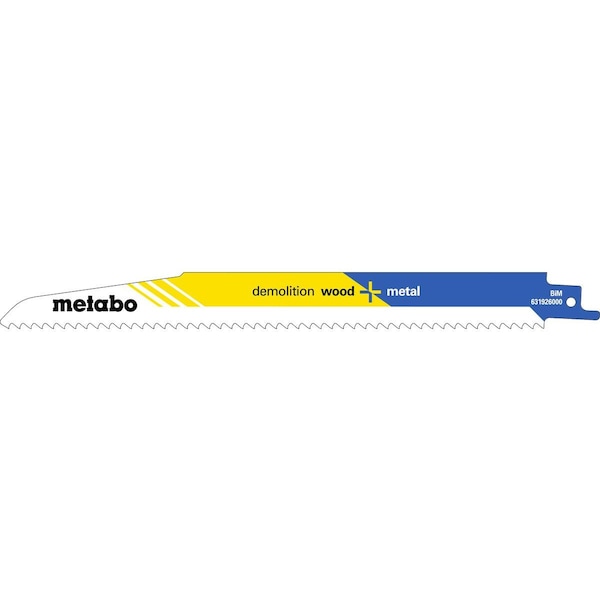 Metabo RECIP. SAW BLADE -BiM 9"x3/4"x.063 6 tpi wood w/nails, metal inserts 3/8"-4" in. plastics, demo work - 631926000
