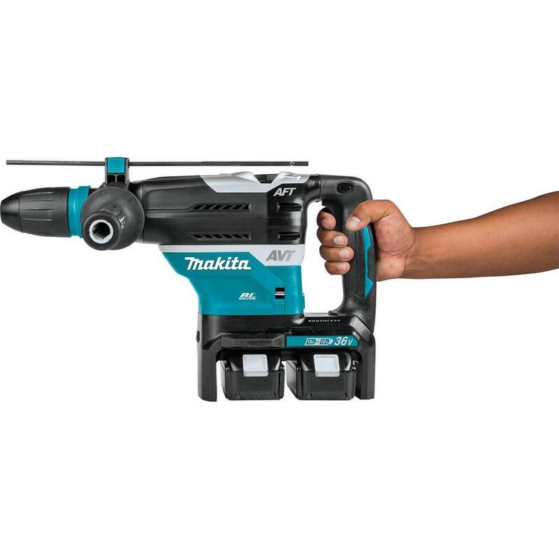 Martillo rotativo inalámbrico Makita 18V 1-9/16 in. 5.0 Ah X2 LXT de iones de litio (36V) sin escobillas AVT, kit con AFT y AWS - XRH07PTUN