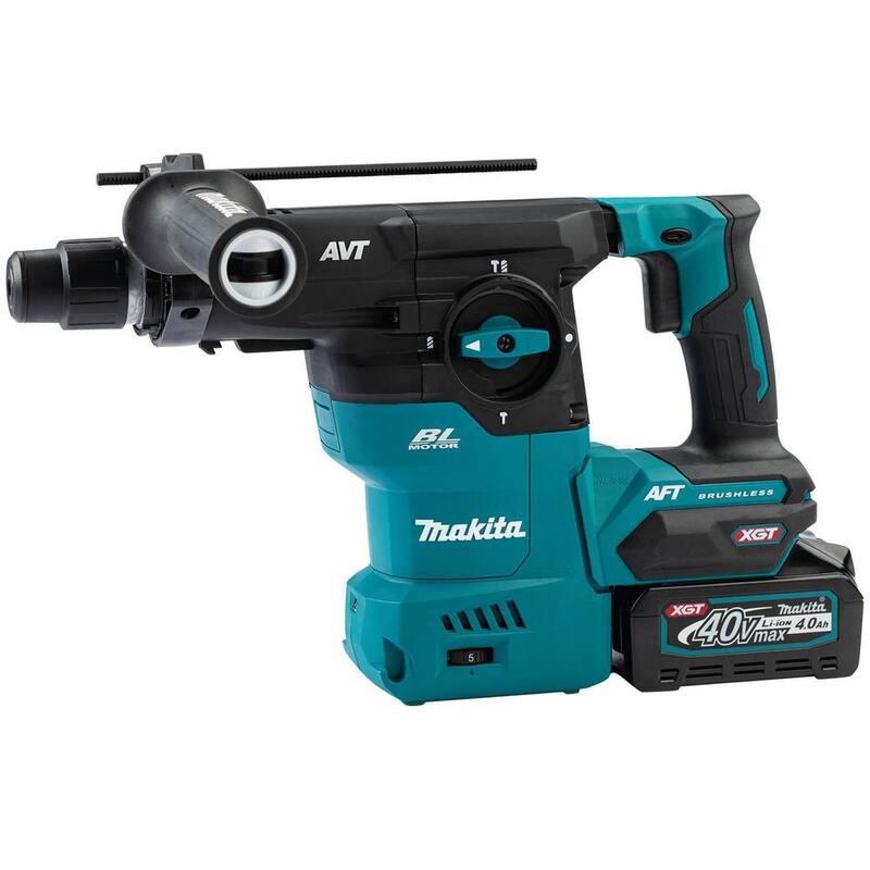 Martillo rotativo inalámbrico sin escobillas Makita 40V max XGT de 1-3/16 pulgadas, kit con AFT, Capacidad AWS (4.0Ah) - GRH08M1