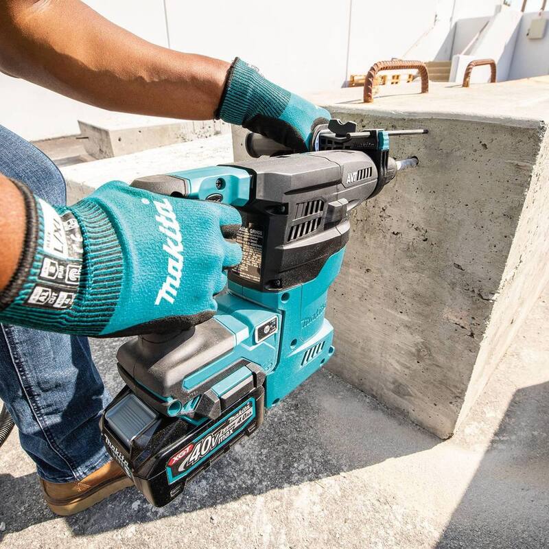 Martillo rotativo inalámbrico sin escobillas Makita 40V max XGT de 1-3/16 pulgadas, kit con AFT, Capacidad AWS (4.0Ah) - GRH08M1