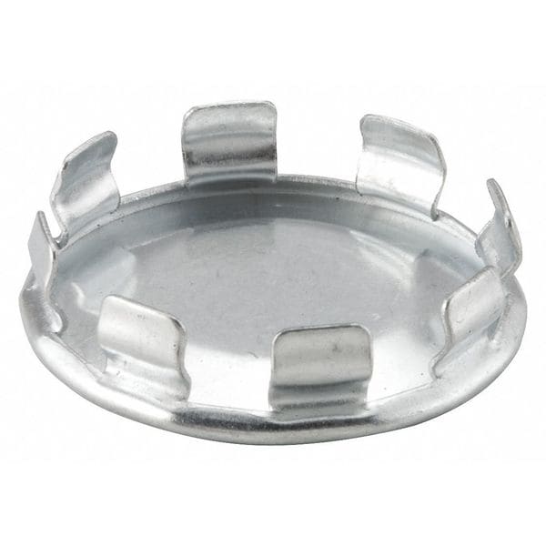 Raco Knockout Plug, Round, Steel, 1/2 in Conduit Size, 0.36 in D, Corrosion Resistant, Silver - 1042