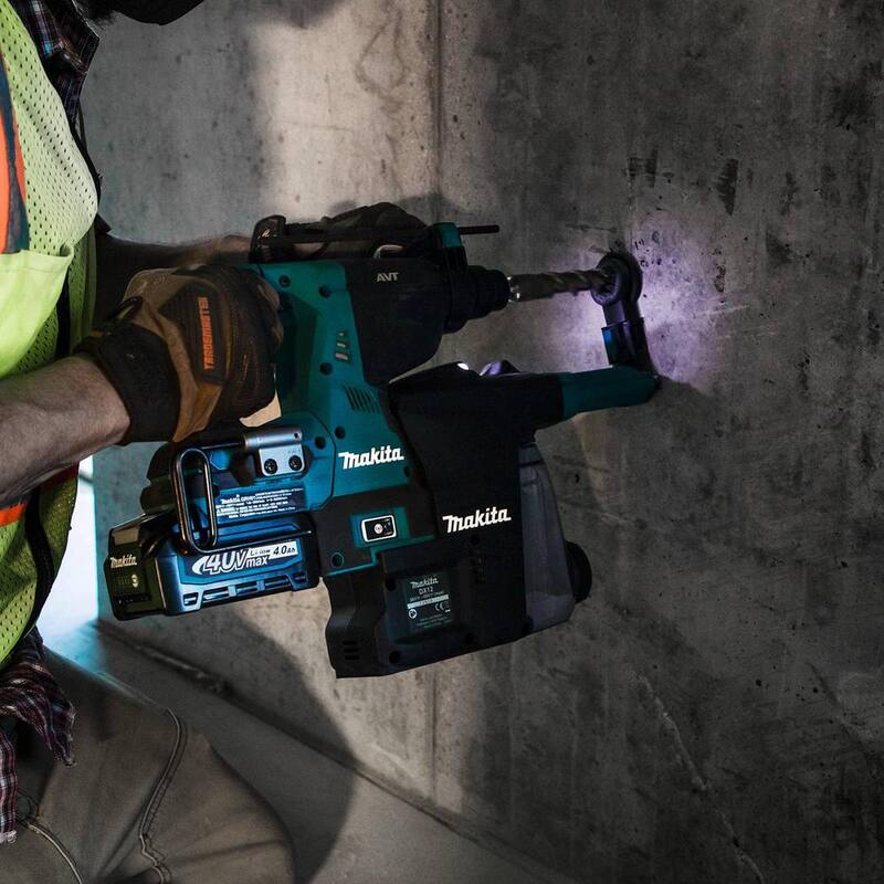 Makita 40V max XGT Kit de martillo rotativo inalámbrico sin escobillas de 1-1/8 pulgadas con extractor, AFT, Capacidad AWS (4.0Ah) - GRH01M1W