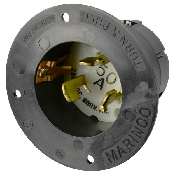 Marinco 3775 Marinco 50A 600 VAC 250VDC Flanged Inlet - 3775