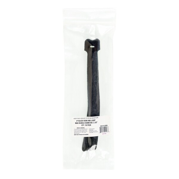 South Main Hardware Cable Tie, 8 in L, Black, 10 PK - 222168