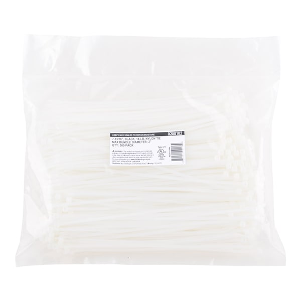 South Main Hardware Cable Tie, 8 in L, Natural, Nylon, 18 lb Strength, 500 PK - 200102
