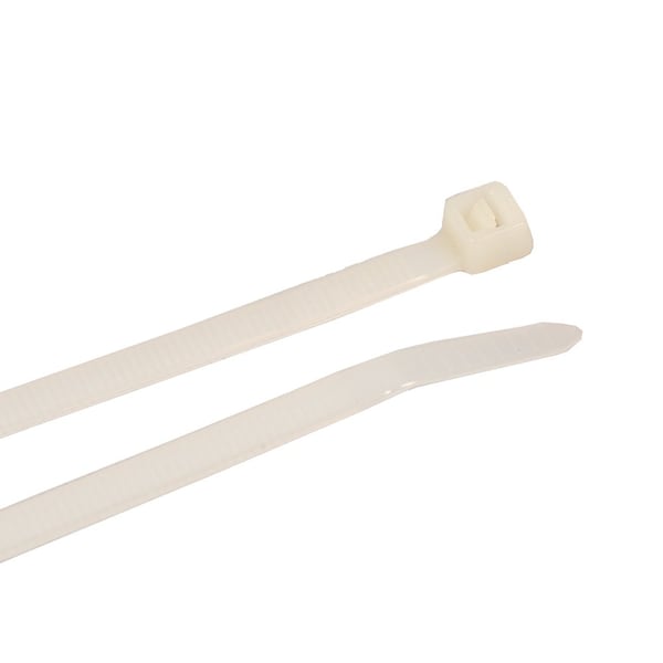 Forney Cable Tie, 8 in L, 2 in Max Bundle Dia., Natural, Nylon 6/6, 50 lb Strength, 100 PK - 62015