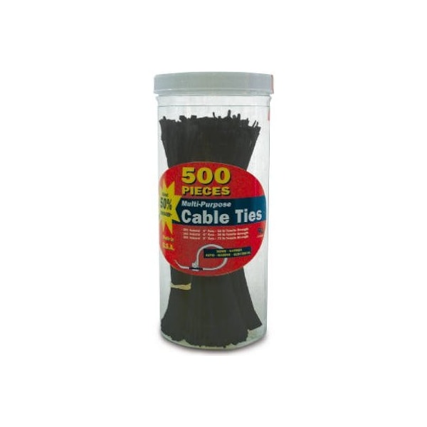 Ecm Industries Cable Tie, 4 in, 8 in L, Black, Nylon 6/6 - 71111
