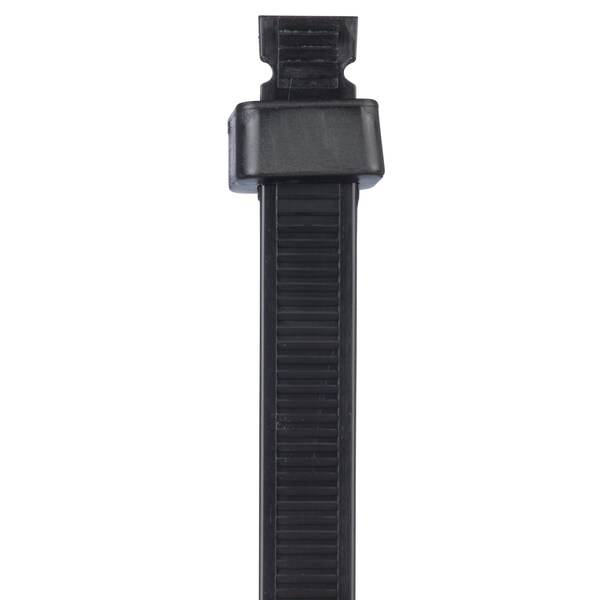 Panduit Cable Tie, 5-1/2 in L, 1-1/4 in Max Bundle Dia., Black, Nylon 6/6, 18 lb Strength, 1000 PK - SST1.5M-M0