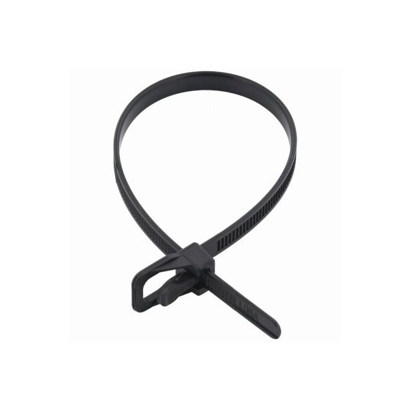 Netconnex Cable Tie, 10 in L, 2.70 in Max Bundle Dia., Black, Nylon 6/6, 50 lb Strength - EVT-S10BK-HA