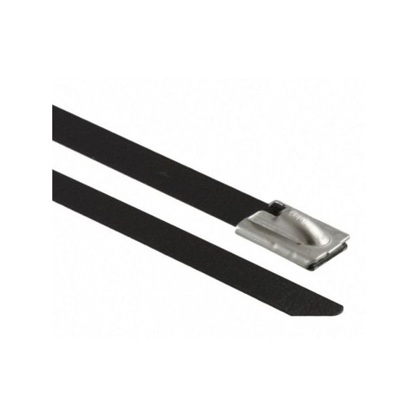 Kable Kontrol Cable Tie, 5 in L, 1 in Max Bundle Dia., Black, 304 Stainless Steel, 200 lb Strength, 100 PK - SSCT-05-BLACK