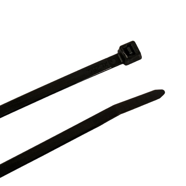 Forney Cable Tie, 8 in L, 2 in Max Bundle Dia., Black, Nylon 6/6, 50 lb Strength, 25 PK - 62014