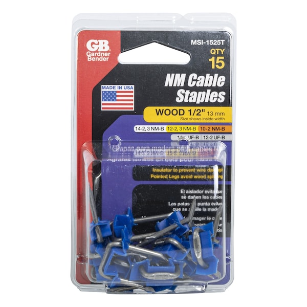 Gardner Bender Metal Staple, 12 in W Crown, Polyethylene, Graphite - MSI-1525T