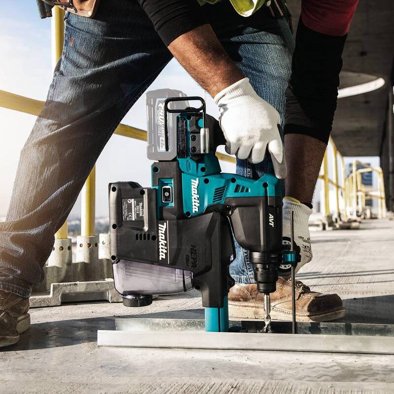Martillo rotativo inalámbrico sin escobillas Makita 40V max XGT de 1-1/8 pulgadas con extractor de polvo, AFT, capacidad AWS (Herramienta solamente) - GRH01ZW